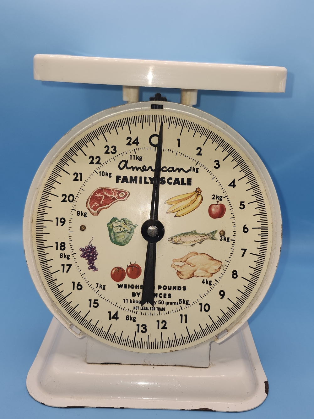 Vintage American Family Scale 25 lb White Metal Kitchen Food Farmhouse Decor